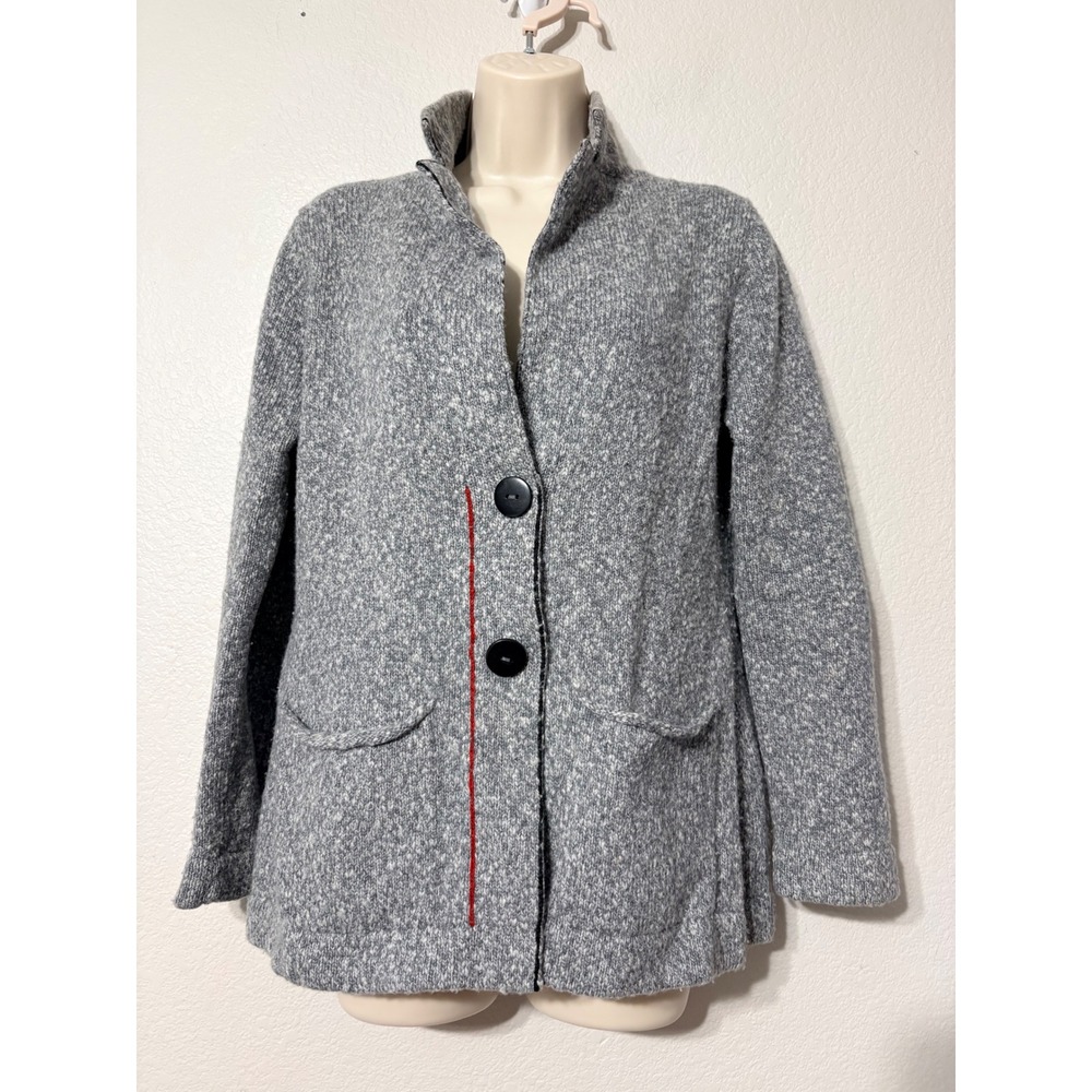 Barbara Wells Studio Vintage 100% Cashmere Cardigan Jacket Heather Gray S USA